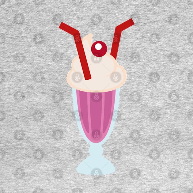 Strawberry Milkshake with Cherry on Top and Two Straws by Tooniefied